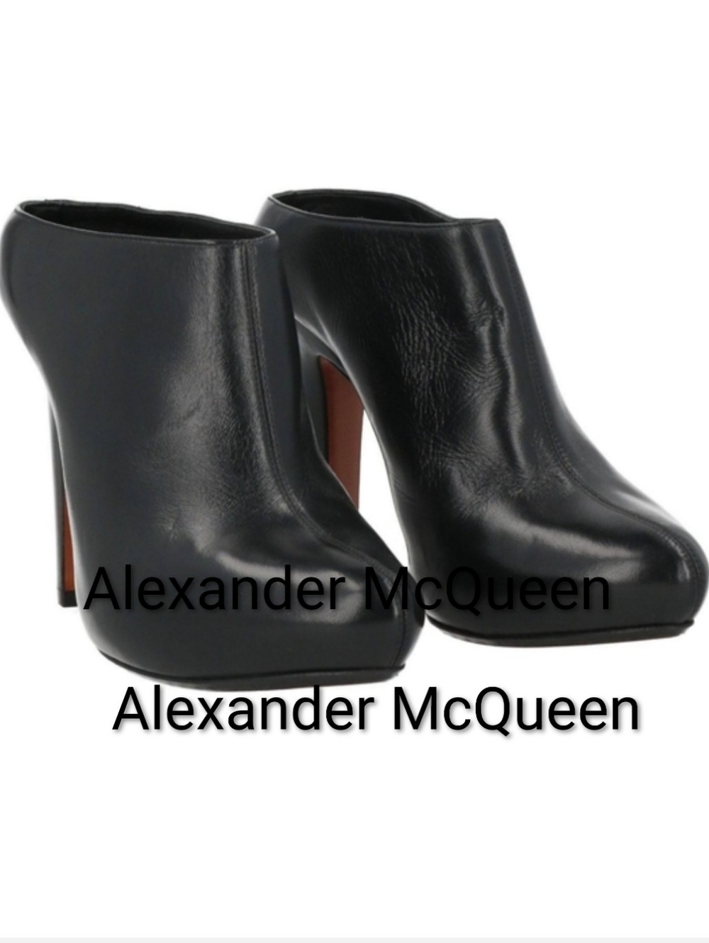 Alexander McQueen Black Leather Mules